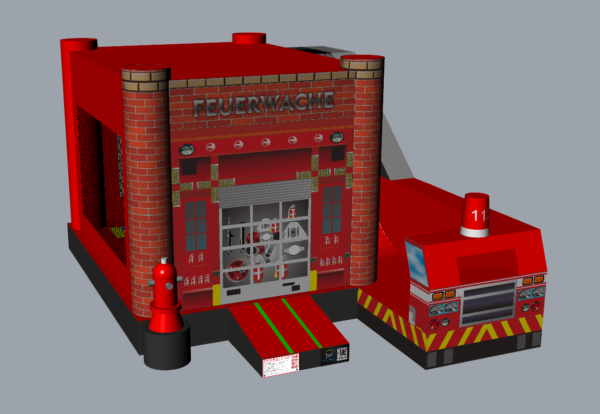 Feuerwache / Feuerwehr Hüpfburg XL 4,98×6,5x3,6m – Bild 4